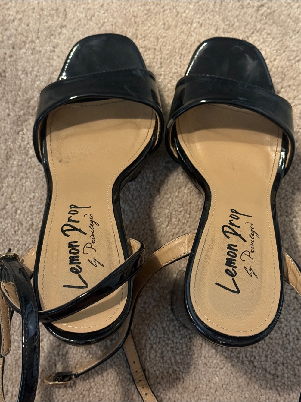 DollsKill platform Black Patent Open-Toe Sandals
